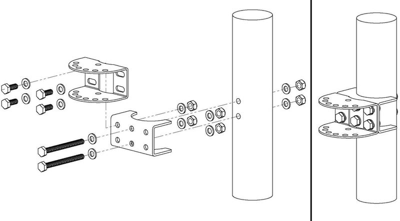 Ghost Controls AX4R Round Post Adapter Brackets to Adapt to 4 inch Round Steel Posts for Automatic Gate Opener Systems - Image 5